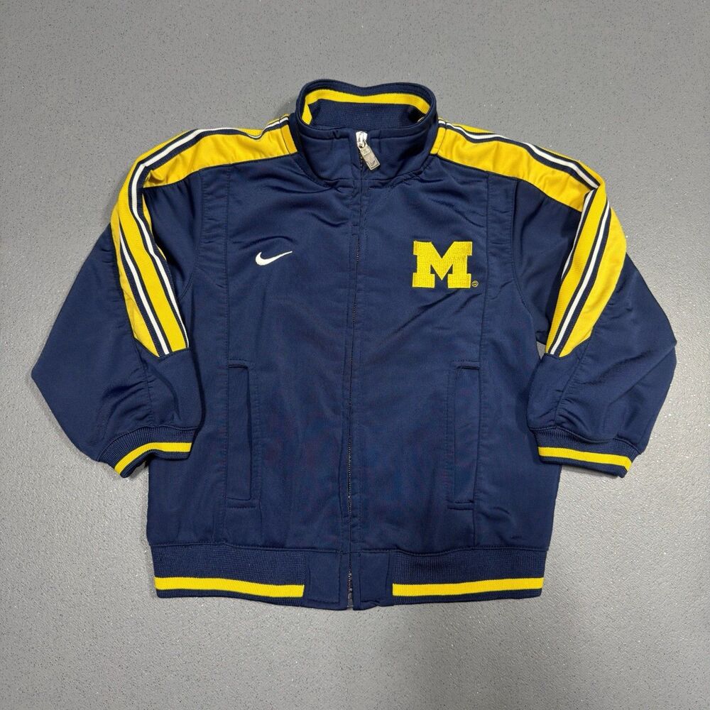 Vintage Nike Team Michigan Wolverines Track Jacket Kids Size 5 Navy Maize Blue
